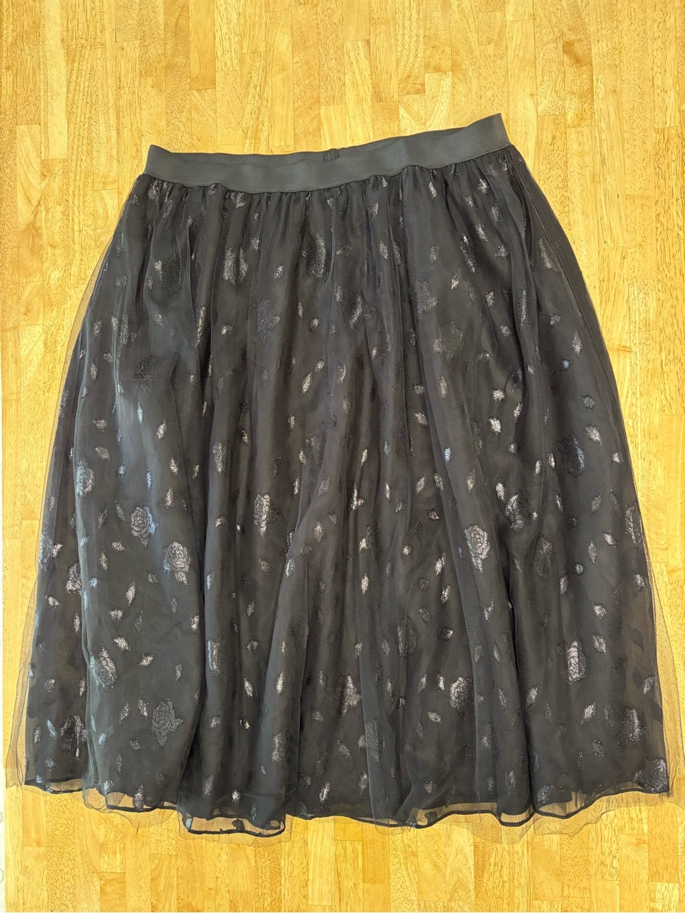 Robert Rodriguez Black Floral Overlay Midi Skirt